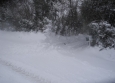 Entree des Ecuries de la Gare plein de neige dans la Manche