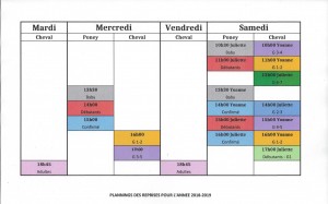 Plannings reprises 2018 - 2019